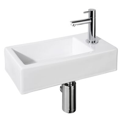 Fonteinset Differnz Helios 37.5×18.5×9.5 cm Keramiek Wit (inclusief kraan sifon en afvoer)