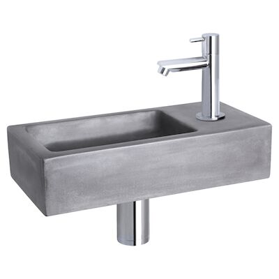Fonteinset Differnz Ravo Beton 38.5×18.5×9 cm Donker Grijs Met Rechte Chroom