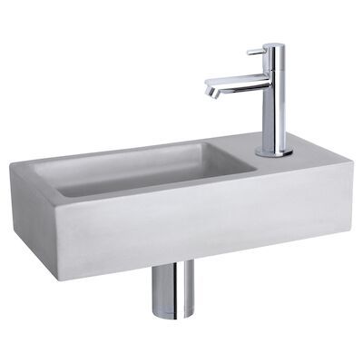 Fonteinset Differnz Ravo Beton 38.5×18.5×9 cm Licht Grijs Met Rechte Chroom