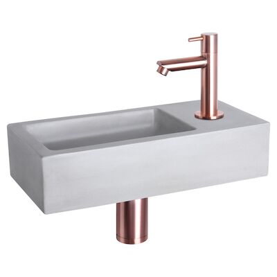 Fonteinset Differnz Ravo Beton 38.5×18.5×9 cm Licht Grijs Met Rechte Rood Koper