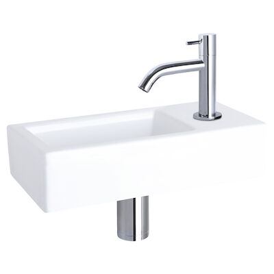 Fonteinset Differnz Ravo Keramiek 38.5×18.5×9 cm Wit Met Gebogen Kraan Chroom