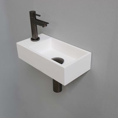 Fonteinset INK Versus 36x18x9 cm Polystone Mat Wit Met Kraangat Links Metal Black
