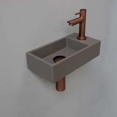 Fonteinset INK Versus 36x18x9 cm Quartz Beton Met Kraangat Rechts Mat Rose Goud
