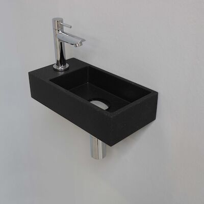 Fonteinset INK Versus 36x18x9 cm Quartz Zwart Met Kraangat Links Chroom