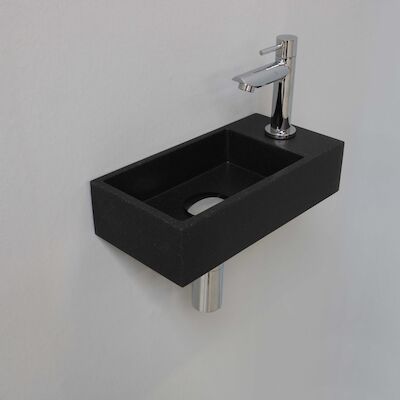 Fonteinset INK Versus 36x18x9 cm Quartz Zwart Met Kraangat Rechts Chroom