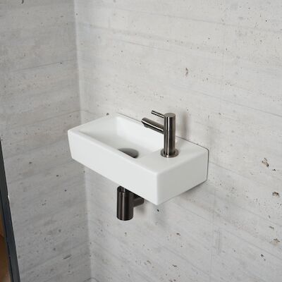 Fonteinset Mat Wit Wiesbaden Color Gun Metal (kraangat rechts)