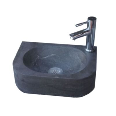 Fonteinset Sanilux New York Hardsteen Inclusief Kraan, Waste & Sifon 35x24x10cm (Kraangat Rechts)