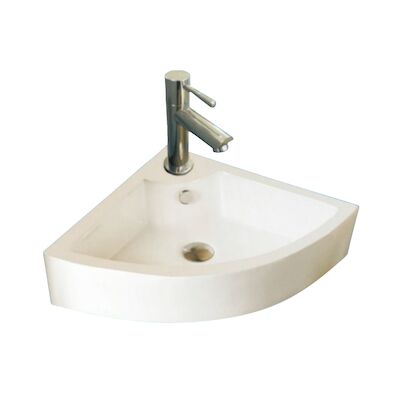 Fonteinset Sanilux Quartz Keramiek Hoekfontein 32x32x13cm met 1/2″ Yara kraan Chroom