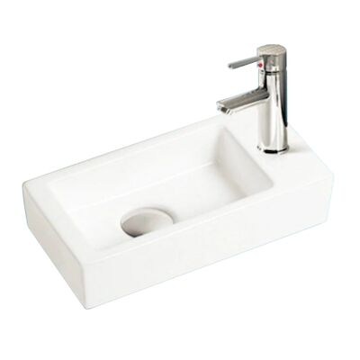 Fonteinset Sanilux Qubic Mini Keramiek 36x18x9cm met 1/2″ Yara kraan Chroom (Kraangat Rechts)