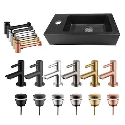 Fonteinset Wiesbaden Rhea Mini Links Quartz Mat Zwart (Mix & Match)