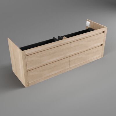 Forzalaqua Gela Onderkast 140x51x50cm met 4 Lades Greeploos Charcoal Massief Eiken