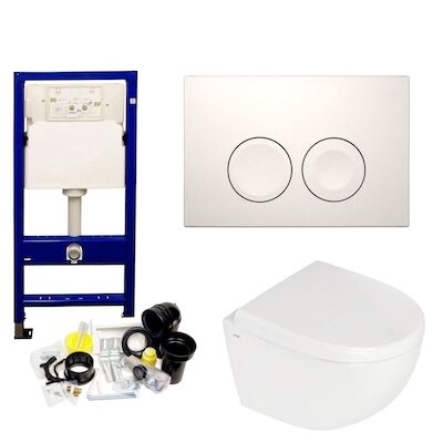 Geberit UP100 set28 B&W Zero Compact met Delta drukplaat