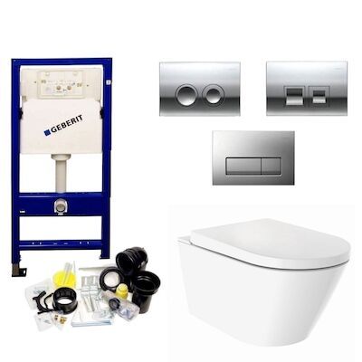 Geberit UP100 set66 Douche WC Wiesbaden Vesta ECO Randloos Delta Drukplaat