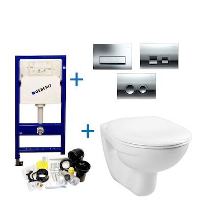 Geberit UP100 Toiletset Compleet Start | Inbouwreservoir | Wandcloset met drukplaat