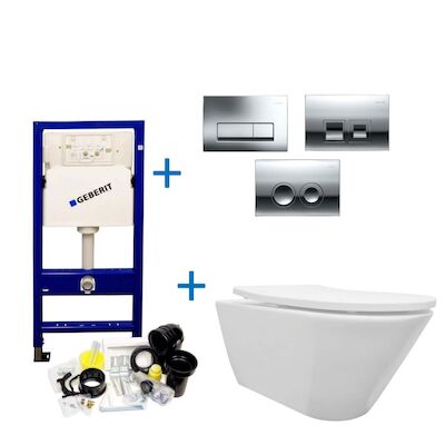 Geberit UP100 Toiletset set10 Wiesbaden Stereo Mat Wit met Delta drukplaat