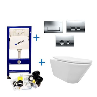 Geberit UP100 Toiletset set10 Wiesbaden Stereo Rimless met Delta drukplaat