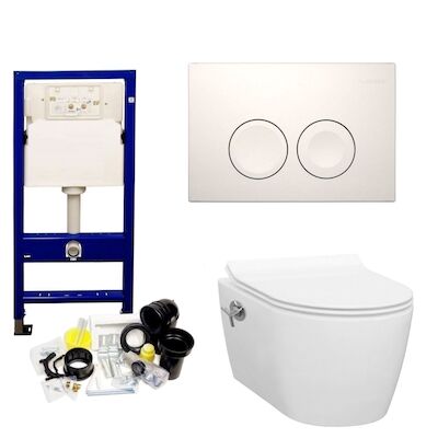 Geberit UP100 Toiletset Set51 Sanilux EasyFlush met Bidet en Delta Drukplaat