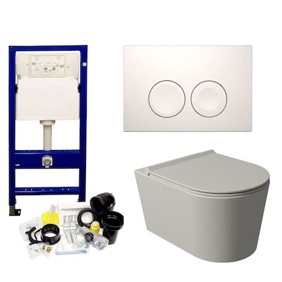 Geberit UP100 Toiletset Set53 Wandcloset Salenzi Civita Mat Grijs en Delta Drukplaat