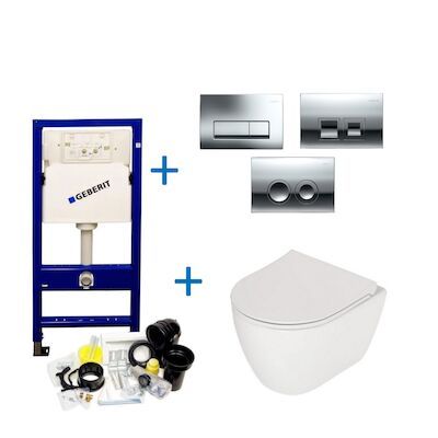 Geberit UP100 Toiletset set64 Plieger Lima met Delta drukplaat