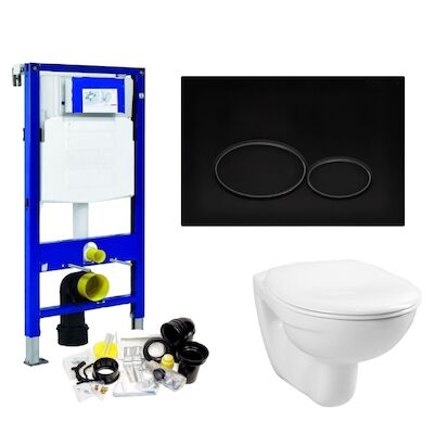 Geberit UP320 Toiletset Compleet | Inbouwreservoir | Wandcloset Basic Smart wit | Met drukplaat | SET01