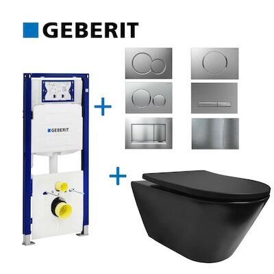 Geberit UP320 Toiletset set10 Wiesbaden Stereo Mat Zwart met Sigma Drukplaat