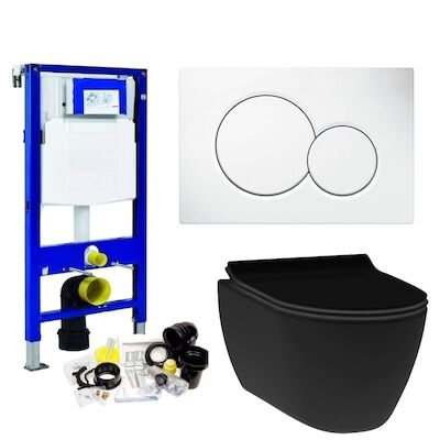 Geberit UP320 Toiletset set13 Idevit Alfa Matzwart Randloos met Sigma drukplaat
