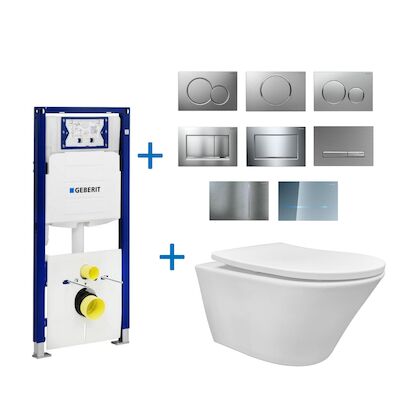 Geberit UP320 Toiletset set16 Wiesbaden Vesta Rimless Tornado met Sigma Drukplaat Glanzend Wit