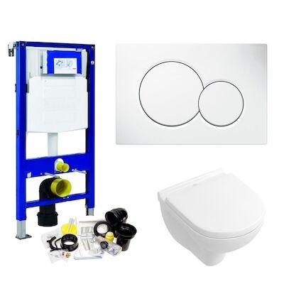 Geberit UP320 Toiletset set48 Villeroy & Boch O.Novo DirectFlush Compact Met Sigma drukplaat