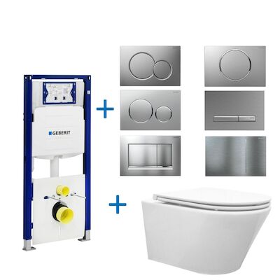 Geberit up320 Toiletset Vesta Tornado Flush Rimless | Met Zitting | Sigma Drukplaat