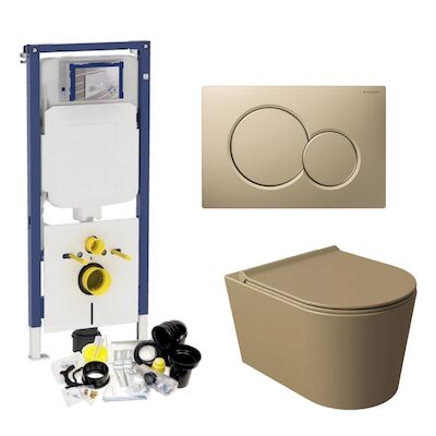 Geberit UP720 Toiletset Compleet | Inbouwreservoir | Salenzi Civita Mat Taupe | Met drukplaat