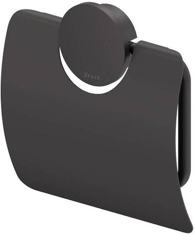 Geesa Opal toiletrolhouder met klep 14×1,9×14,2cm zwart