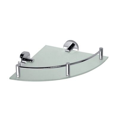 Glazen Hoek Planchet Sapho X-Round 25×7 cm met Rails Chroom