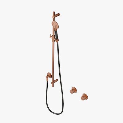 Glijstangset Hotbath Cobber Met Wandaansluitbocht En Handdouche Geborsteld Koper Living Colours