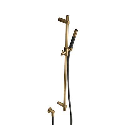 Glijstangset Hotbath Cobber Met Wandaansluitbocht En Handdouche Geborsteld Messing Living Colours