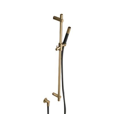Glijstangset Hotbath Cobber Met Wandaansluitbocht En Handdouche Geborsteld Messing PVD