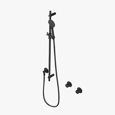 Glijstangset Hotbath Cobber Met Wandaansluitbocht En Handdouche Mat Zwart