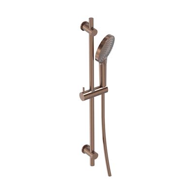 Glijstangset MAY Met 3-Standen Handdouche, Doucheslang en Glijstang 70 cm Geborsteld Mat Koper PVD