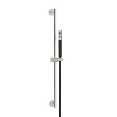 Glijstangset Wiesbaden Remi Met Staafhanddouche 1 Stand 150 cm Geborsteld Staal/Mat Zwart