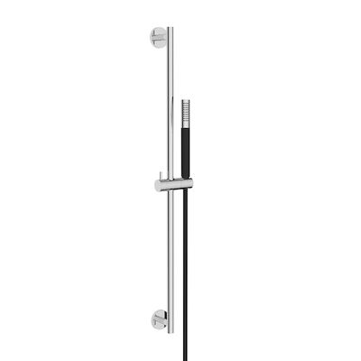 Glijstangset Wiesbaden Remi Met Staafhanddouche 1 Stand 150 cm Mat Chroom/Mat Zwart