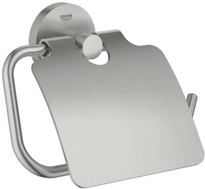 Grohe Essentials toiletrolhouder met klep supersteel