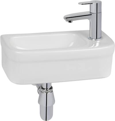 Grohe Euro Keramiek Fontein 37×18 cm met Kraangat en Overloop Wit