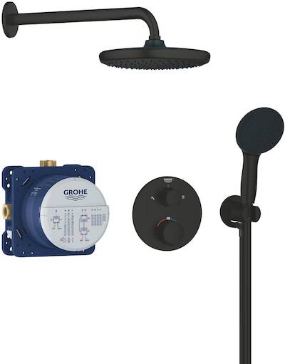Grohe Precision inbouw regendoucheset Start 250 met 3 straalsoorten mat zwart rond