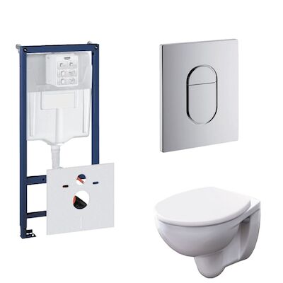 Grohe Rapid SL Toiletset set03 Geberit Bastia met Grohe Arena of Skate drukplaat