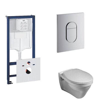 Grohe Rapid SL Toiletset set17 Gustavsberg Saval Vlakspoel met Grohe Arena of Skate drukplaat