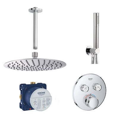 Grohe SmartControl Inbouw Doucheset Rond Met Hoofddouche 20cm Plafond Uitloop En Handdouche Compleet