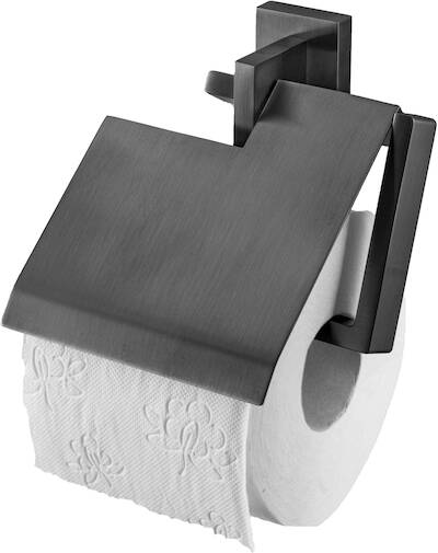 Haceka Edge toiletrolhouder met klep 12,8×4,6×14,7cm grafiet
