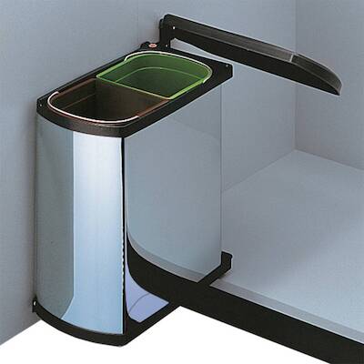 Hailo Duo afvalemmer voor draaideurkast 20,3×38,8x42cm chroom/zwart