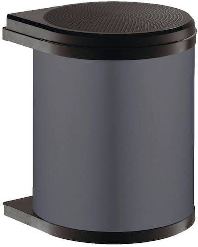 Hailo Mono Afvalemmer 29×30,4×36,5 cm Donkergrijs / Zwart