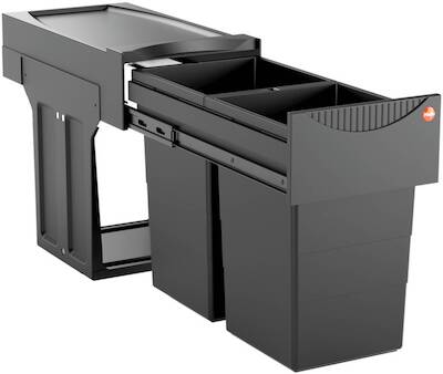 Hailo Tandem Afvalsysteem 25,1×48,2×40 cm Donker Grijs / Zwart