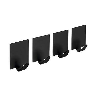Handdoekhaken Sapho 4PCS 4.4×4.4 cm Zelfklevend Roestvrij Staal Mat Zwart